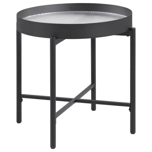 Ozella - Round Table With Hidden Storage Sandy End Tables by Coaster Fine Furniture - Walls Furniture & Mattress