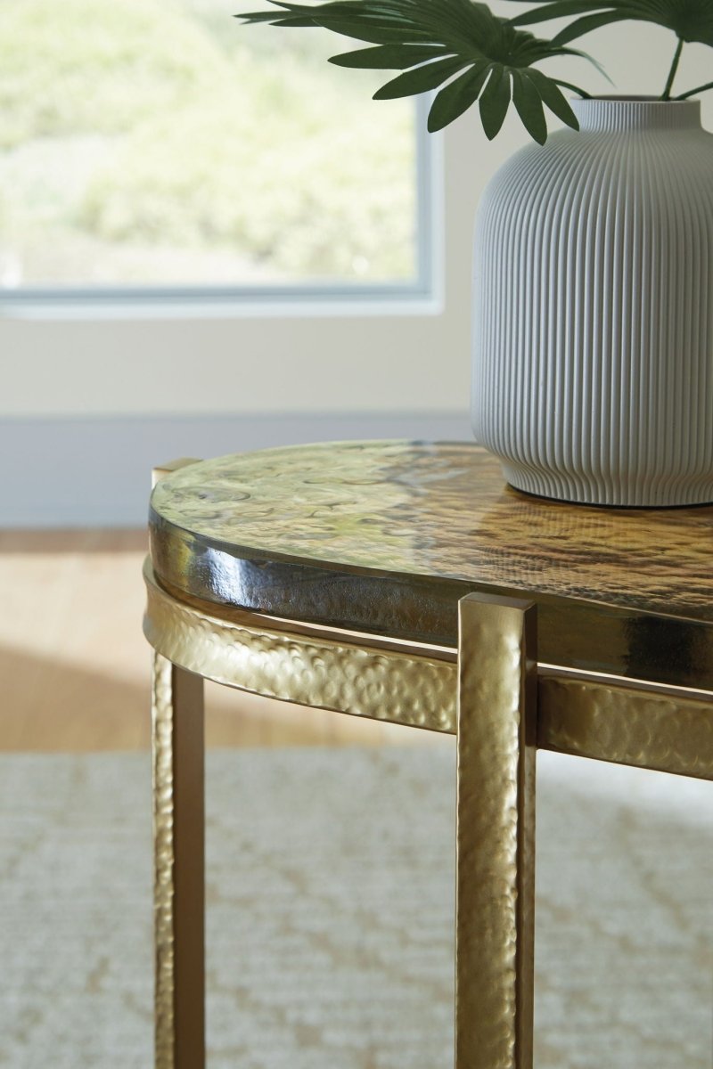 Porterville - Gold Finish - Accent Table Accent Tables by Signature Design by Ashley® - Walls Furniture & Mattress