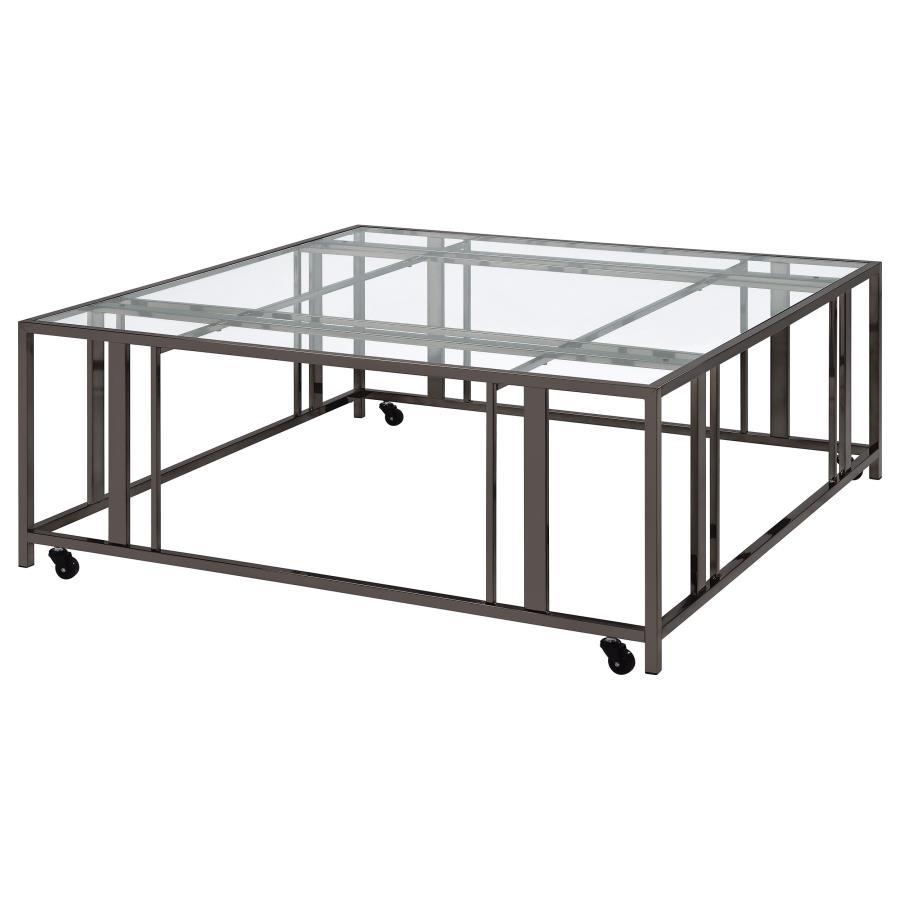 Adri - Square Glass Top Coffee Table With Casters Coffee Tables by CoasterEveryday - Walls Furniture & Mattress