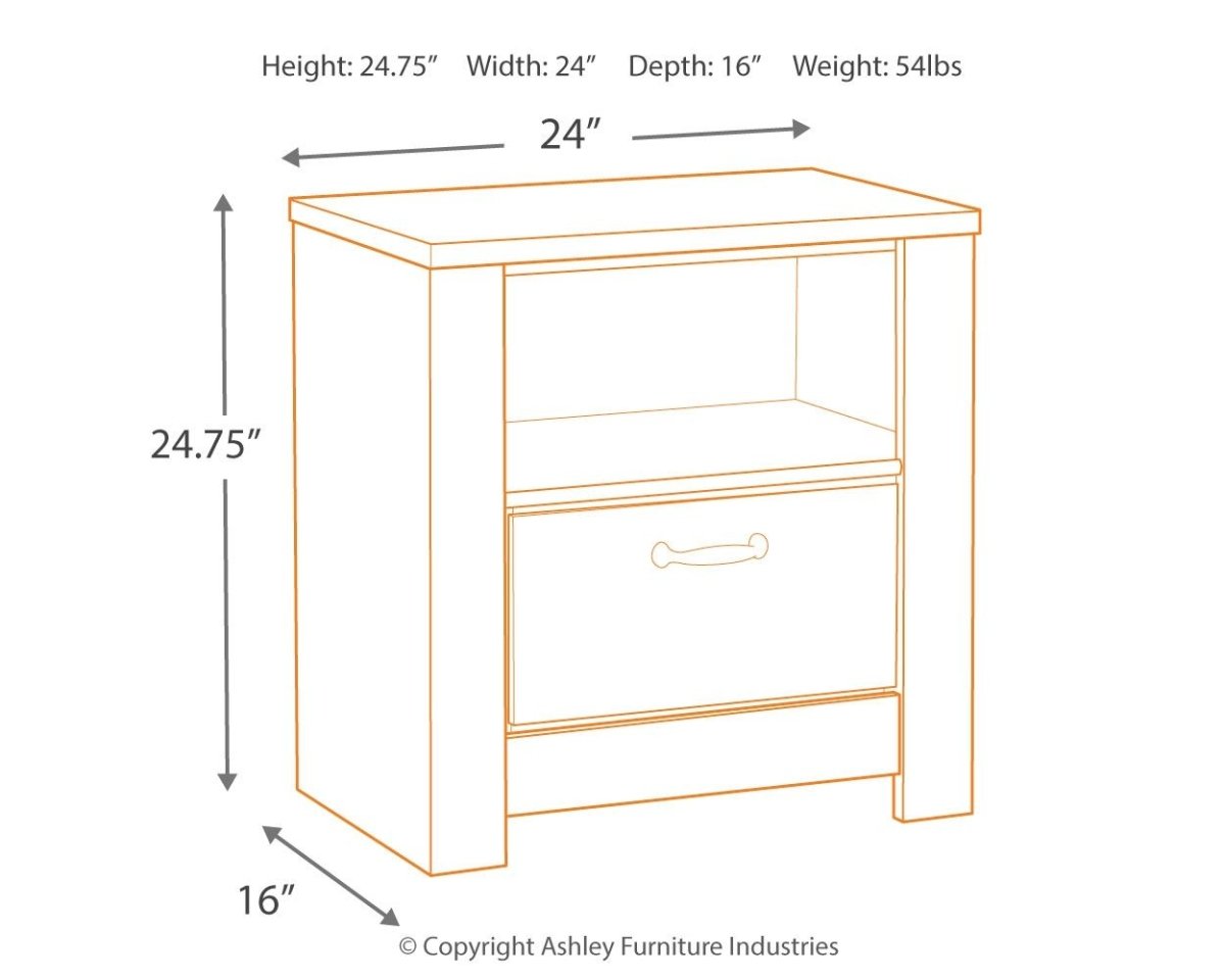 Bellaby - One Drawer Night Stand - Whitewash Accent Nightstands by Signature Design by Ashley® - Walls Furniture & Mattress
