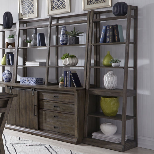 Stone Brook - Leaning Bookcase - Dark Brown Standard Bookcases by Liberty Furniture - Walls Furniture & Mattress