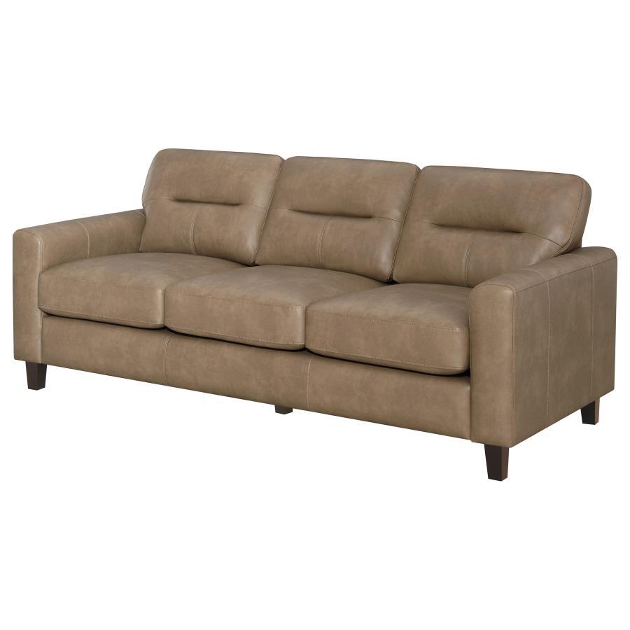 Scotland - Faux Leather Upholstered Track Arm Sofa Stationary Sofas by Coaster Fine Furniture - Walls Furniture & Mattress
