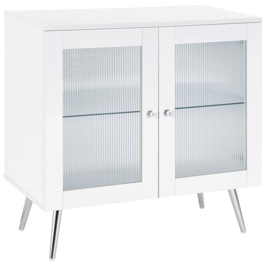 Nieta - 2 Door Engineered Wood Accent Cabinet - White High Gloss Accent Cabinets by Coaster Fine Furniture - Walls Furniture & Mattress
