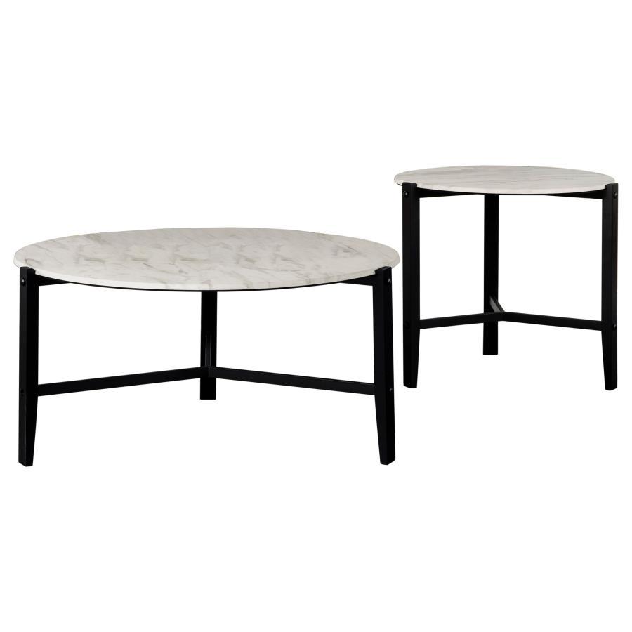 Tandi - Faux Marble Coffee Table Set Table Sets by Coaster Fine Furniture - Walls Furniture & Mattress