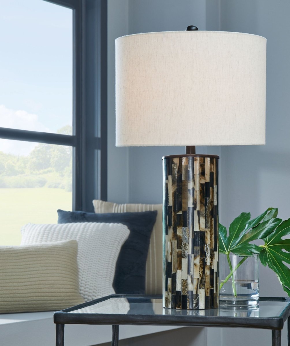 Ellford - Poly Table Lamp - Black / Brown / Cream Table Lamps by Signature Design by Ashley® - Walls Furniture & Mattress