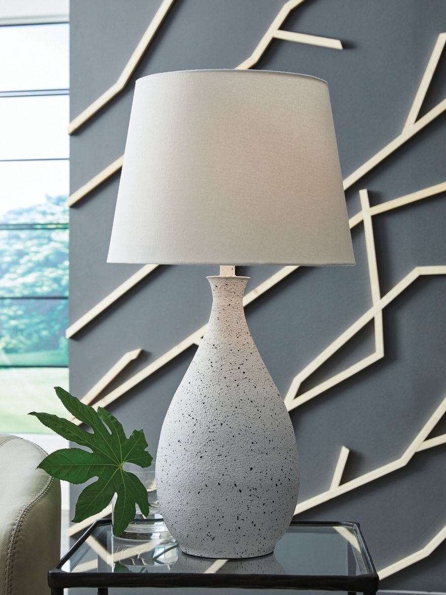 Wyattford - White / Black - Metal Table Lamp Table Lamps by Signature Design by Ashley® - Walls Furniture & Mattress