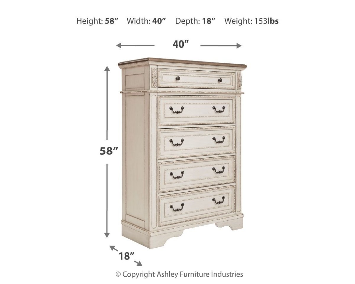 Realyn - Five Drawer Chest - White / Brown / Beige Accent Chests by Signature Design by Ashley® - Walls Furniture & Mattress