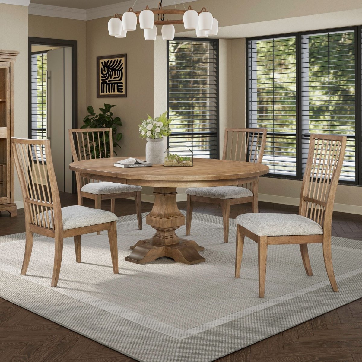 Haven Hills - 5 Piece Pedestal Table Set - Camel Beige 5 Piece Dining Room Sets by Liberty Furniture - Walls Furniture & Mattress