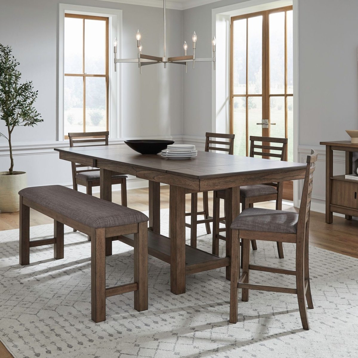 Brook Bay - Counter Trestle Table Set 6 Piece Dining Room Sets by Liberty Furniture - Walls Furniture & Mattress