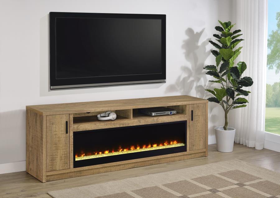 Eddy - 79" 2 - Door TV Stand Fireplace Media Console - Mango Fireplace TV Stands by Coaster Fine Furniture - Walls Furniture & Mattress