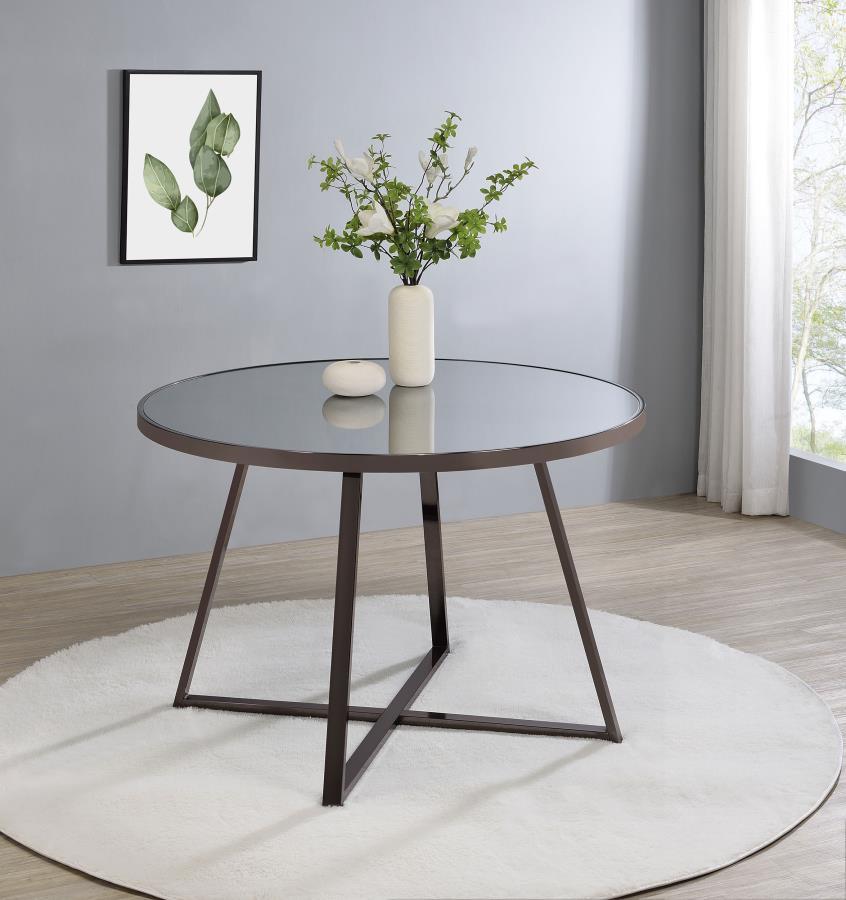Jillian - Round Mirror Top Dining Table - Black Nickel Dining Tables by Coaster Fine Furniture - Walls Furniture & Mattress