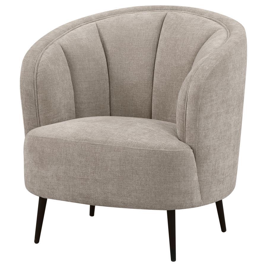 Ellorie - Upholstered Channel Back Curved Chair - Beige Arm Chairs by Coaster Fine Furniture - Walls Furniture & Mattress