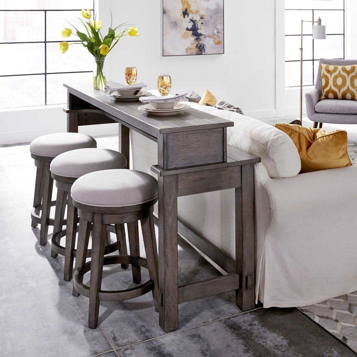 Modern Farmhouse - 4 Piece Dining Room Set - Gray 4 Piece Dining Room Sets by Liberty Furniture - Walls Furniture & Mattress
