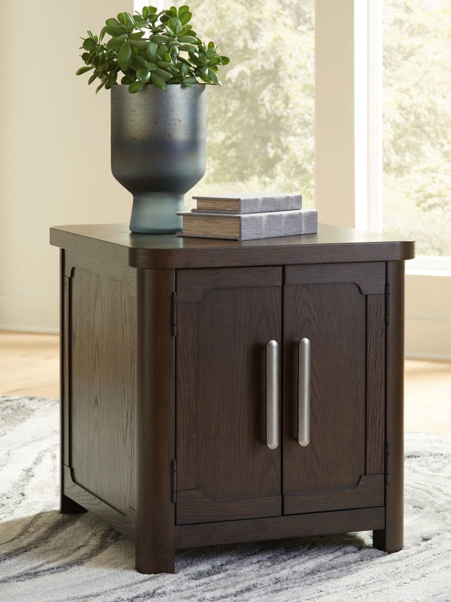 Breckington - Dark Brown - Rectangular 2 - door End Table End Tables by Signature Design by Ashley® - Walls Furniture & Mattress