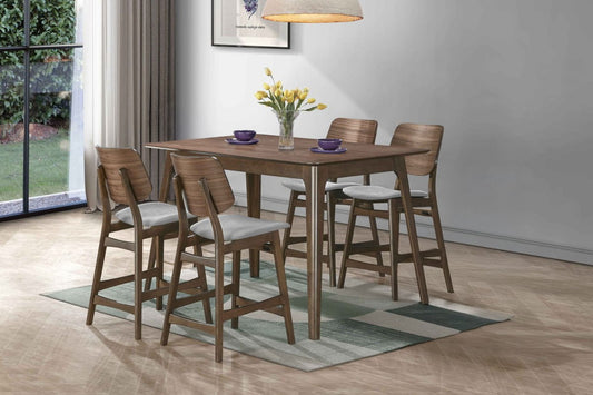 Oscar - Counter Table Set - Walnut 5 Piece Dining Room Sets by New Classic - Walls Furniture & Mattress