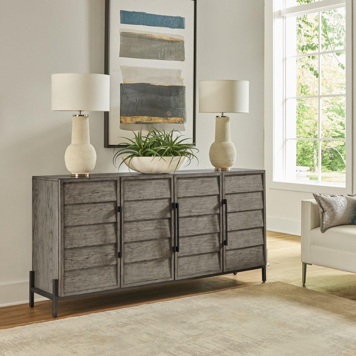 Pelicans Buff - 74" Accent TV Console - Gray TV Stands by Liberty Furniture - Walls Furniture & Mattress