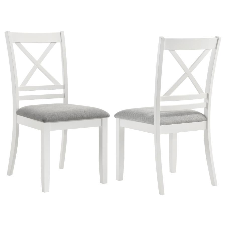 Hollis - Cross Back Wood Dining Side Chair (Set of 2) - White Chair Sets by Coaster Fine Furniture - Walls Furniture & Mattress