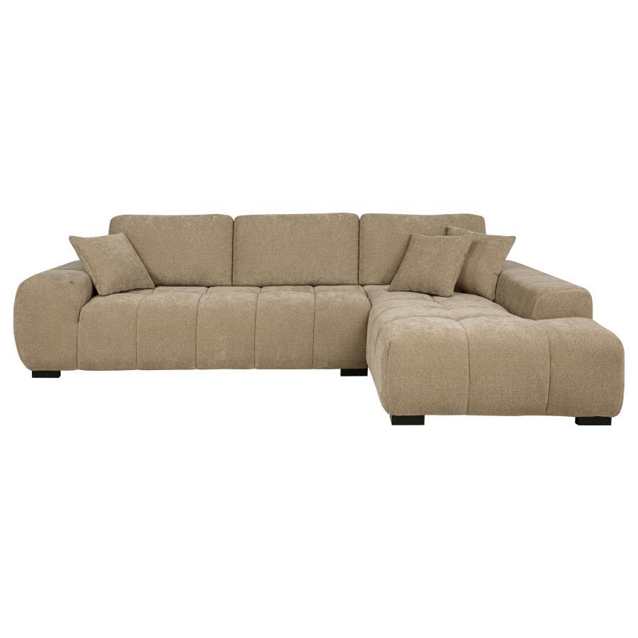 Octavia - Upholstered Sectional Chaise Sofa Stationary Sectionals by Coaster Fine Furniture - Walls Furniture & Mattress