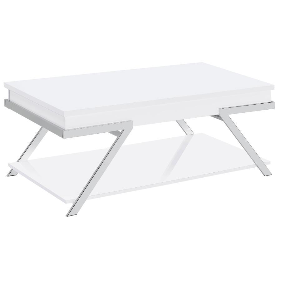 Marcia - Rectangular Lift Top Coffee Table - White High Gloss Coffee Tables by Coaster Fine Furniture - Walls Furniture & Mattress