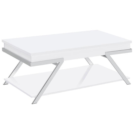 Marcia - Rectangular Lift Top Coffee Table - White High Gloss Coffee Tables by Coaster Fine Furniture - Walls Furniture & Mattress