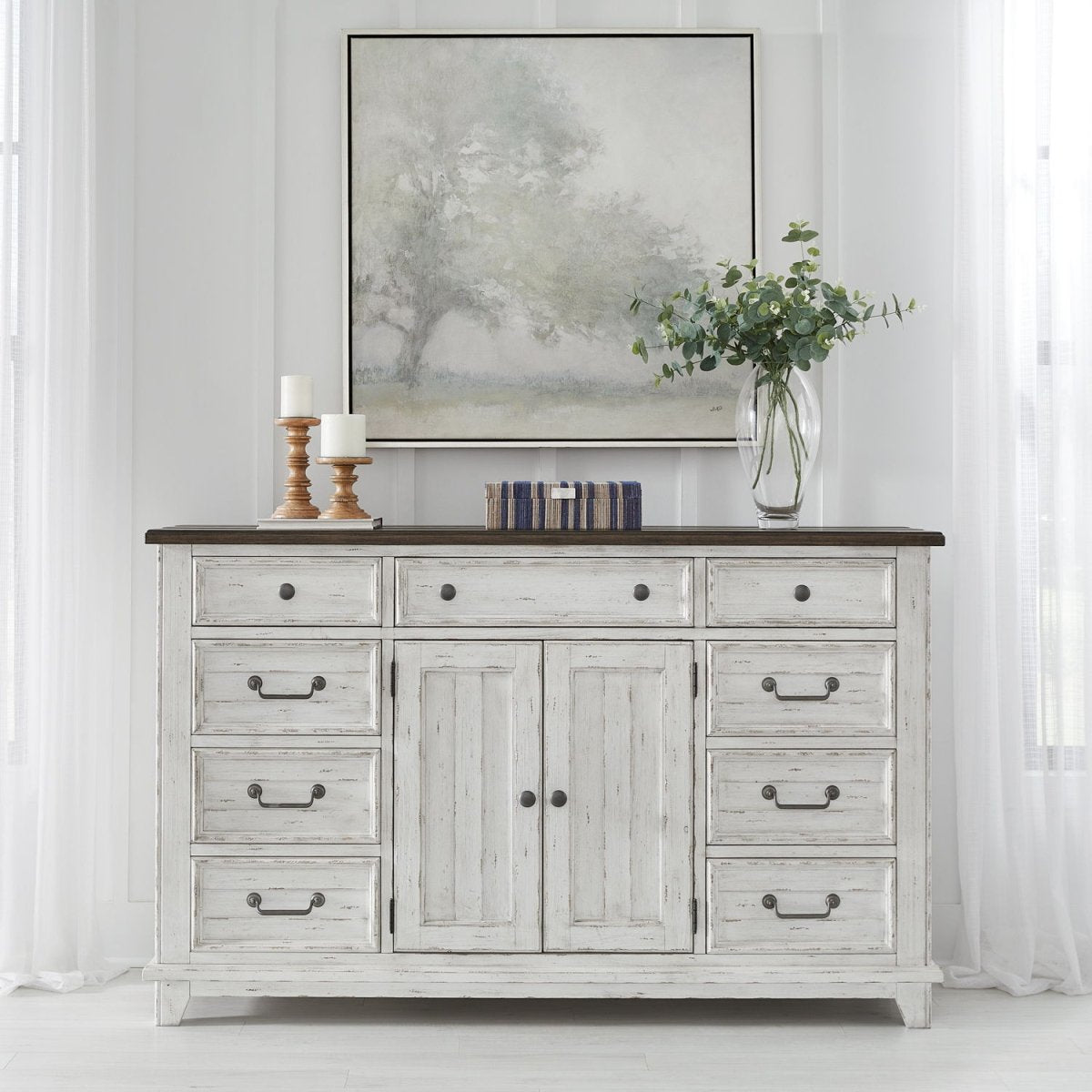 River Place - 2 Door 9 Drawer Dresser - White Dressers by Liberty Furniture - Walls Furniture & Mattress