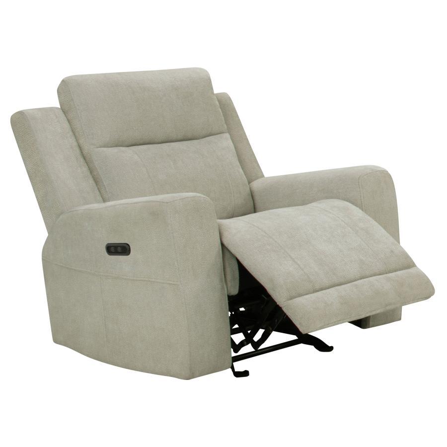 Kennett - Chenille Upholstered Power Recliner Chair - Ivory Reclining Chairs by Coaster Fine Furniture - Walls Furniture & Mattress