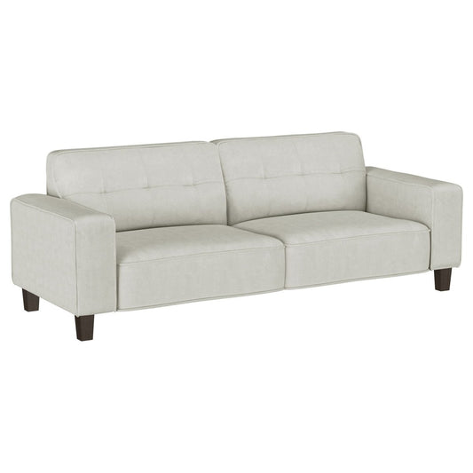 Deerhurst - Upholstered Track Arm Tufted Sofa - Greige Stationary Sofas by Coaster Fine Furniture - Walls Furniture & Mattress