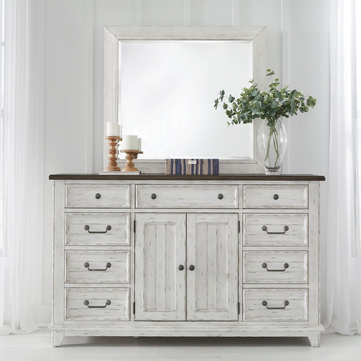 River Place - Dresser & Mirror - White Dresser & Mirror by Liberty Furniture - Walls Furniture & Mattress