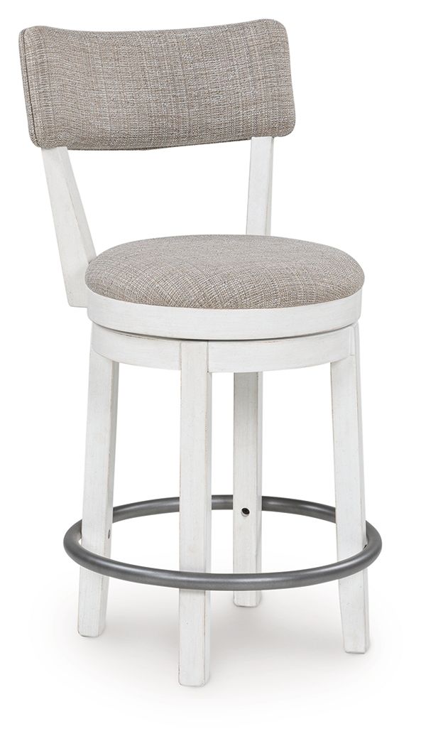 Robbinsdale - Antique White - Upholstered Swivel Barstool (Set of 2) Stool Sets by Signature Design by Ashley® - Walls Furniture & Mattress