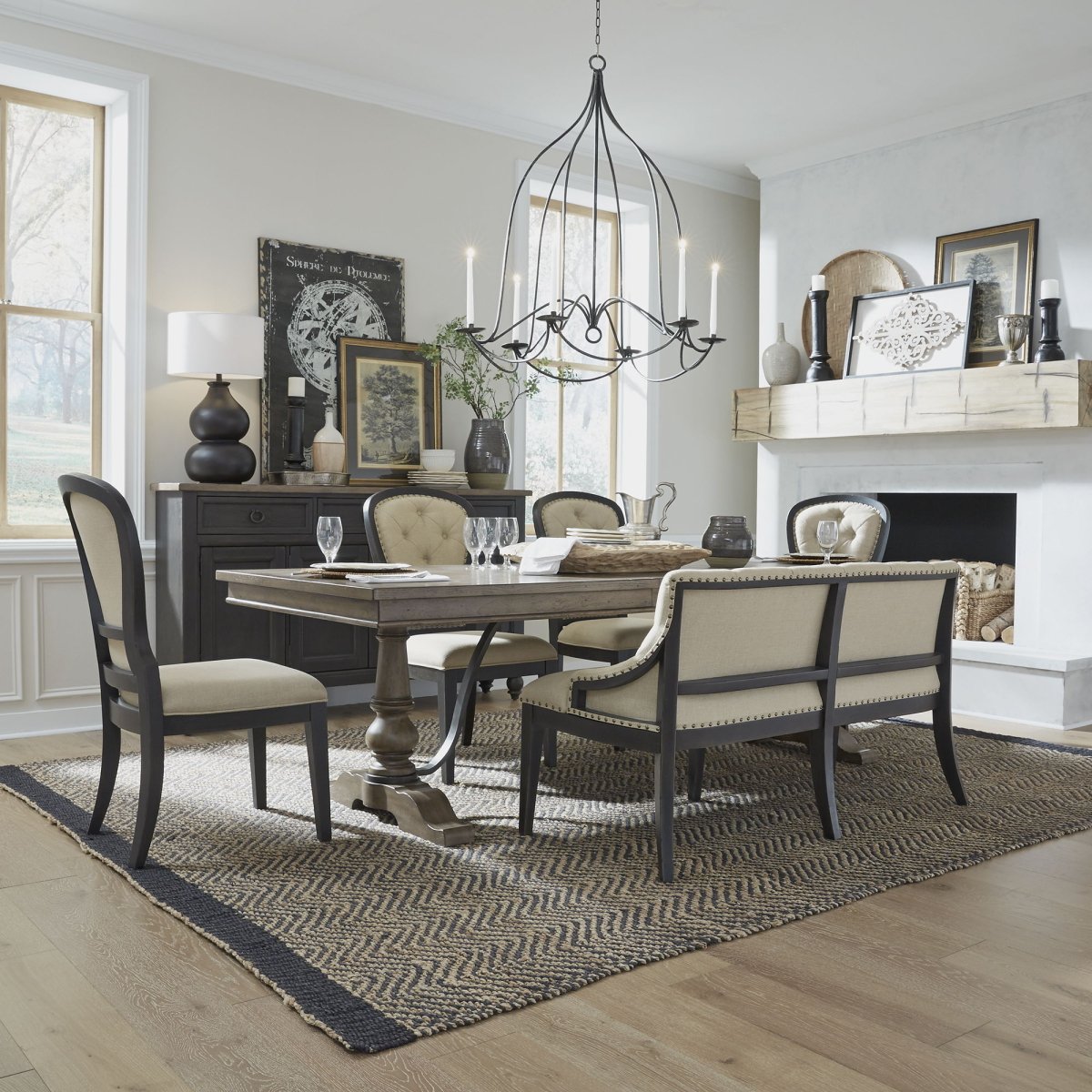 Americana Farmhouse - Upholstered Shelter Dining Bench Dining Benches by Liberty Furniture - Walls Furniture & Mattress