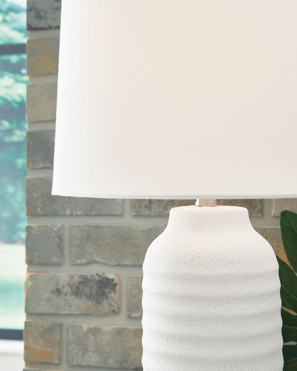 Vauville - Poly Table Lamp (Set of 2) - White Table Lamps by Signature Design by Ashley® - Walls Furniture & Mattress
