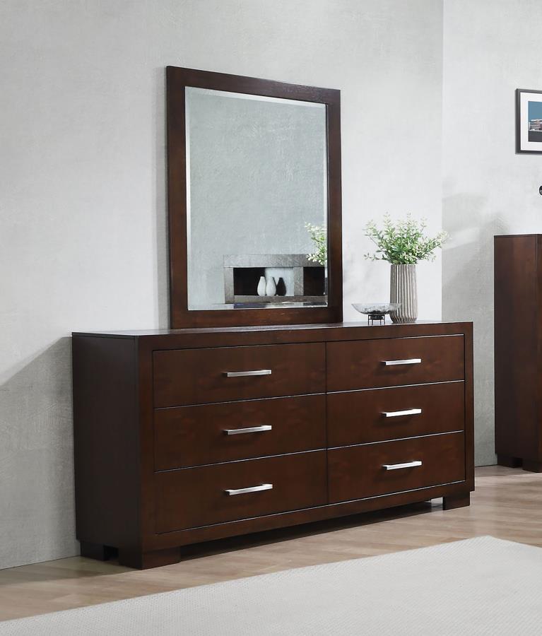 Jessica - 6 - Drawer Dresser With Mirror Dresser & Mirror by CoasterEssence - Walls Furniture & Mattress