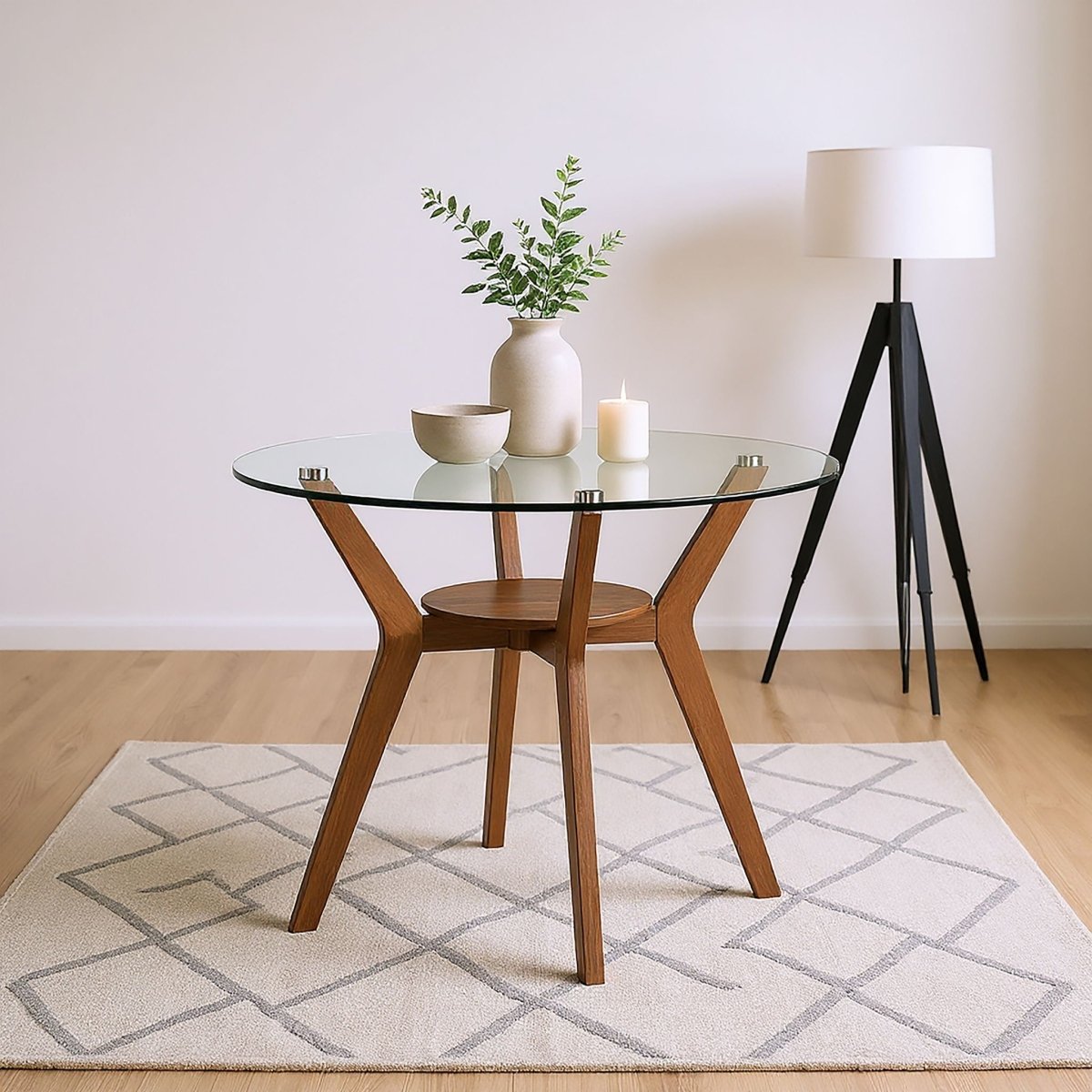 Oscar - Round Glass Dining Table Dining Tables by New Classic - Walls Furniture & Mattress