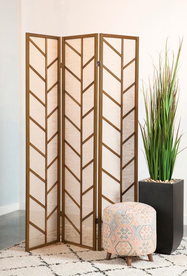 Mila - 3 - Panel Room Divider Folding Shoji Screen - Walnut Room Dividers by CoasterEveryday - Walls Furniture & Mattress