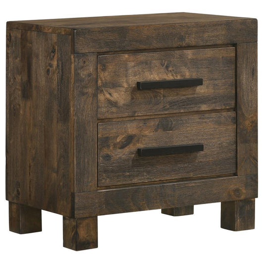 Woodmont - 2 - Drawer Nightstand - Rustic Golden Brown Accent Nightstands by CoasterEveryday - Walls Furniture & Mattress