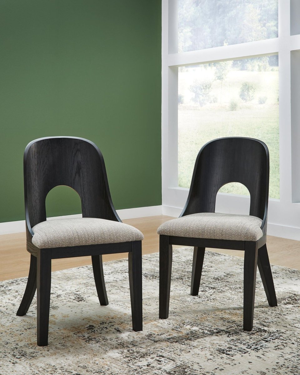 Rowanbeck - Dining Upholstered Side Chair (Set of 2) - Gray / Black Chair Sets by Signature Design by Ashley® - Walls Furniture & Mattress