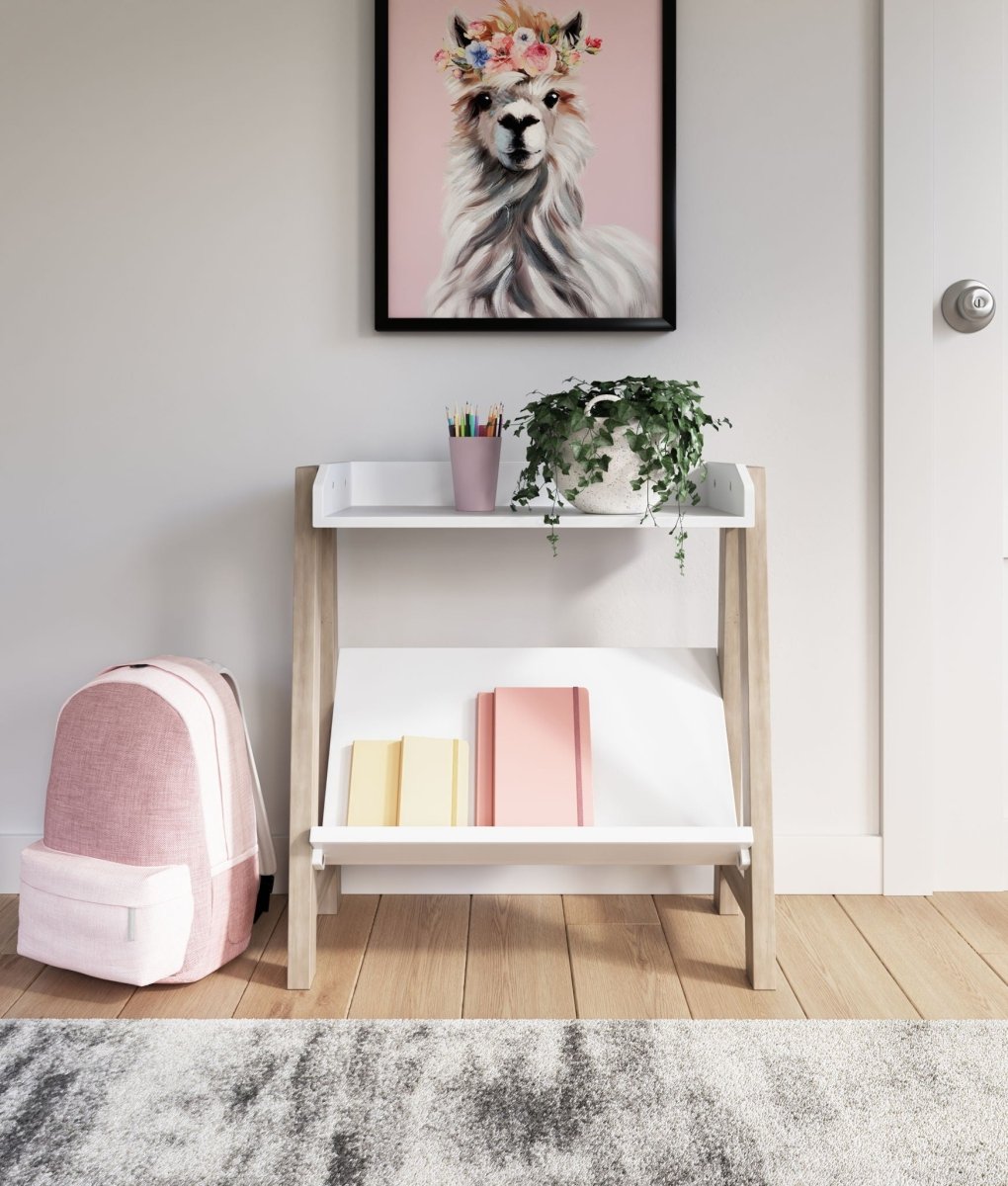 Blariden - Small Bookcase - White / Tan Standard Bookcases by Signature Design by Ashley® - Walls Furniture & Mattress