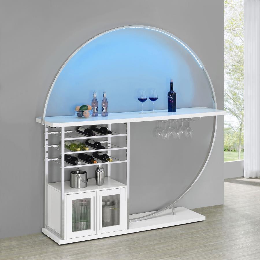 Risley - 2 - Door Circular LED Home Bar With Wine Storage Home Bars by Coaster Fine Furniture - Walls Furniture & Mattress