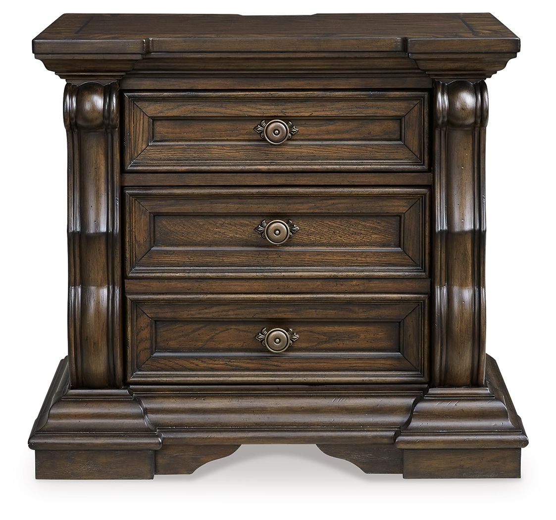 Maylee - Three Drawer Night Stand - Dark Brown Nightstands w/ Charging Stations by Signature Design by Ashley® - Walls Furniture & Mattress