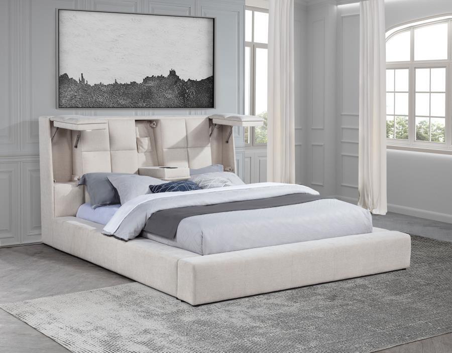 Dreux - Upholstered Panel Platform Bed Upholstered Beds by Coaster Fine Furniture - Walls Furniture & Mattress
