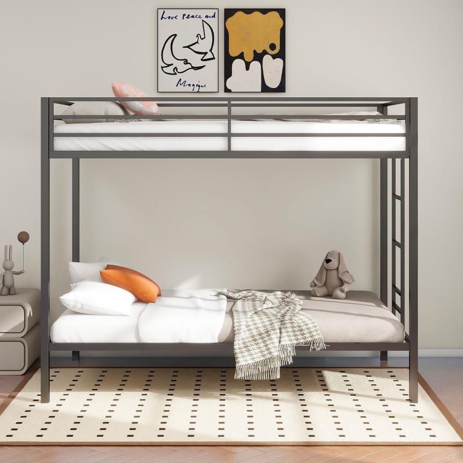 Alevera - Metal Bunk Bed With Ladder Bunk Beds by Coaster Fine Furniture - Walls Furniture & Mattress
