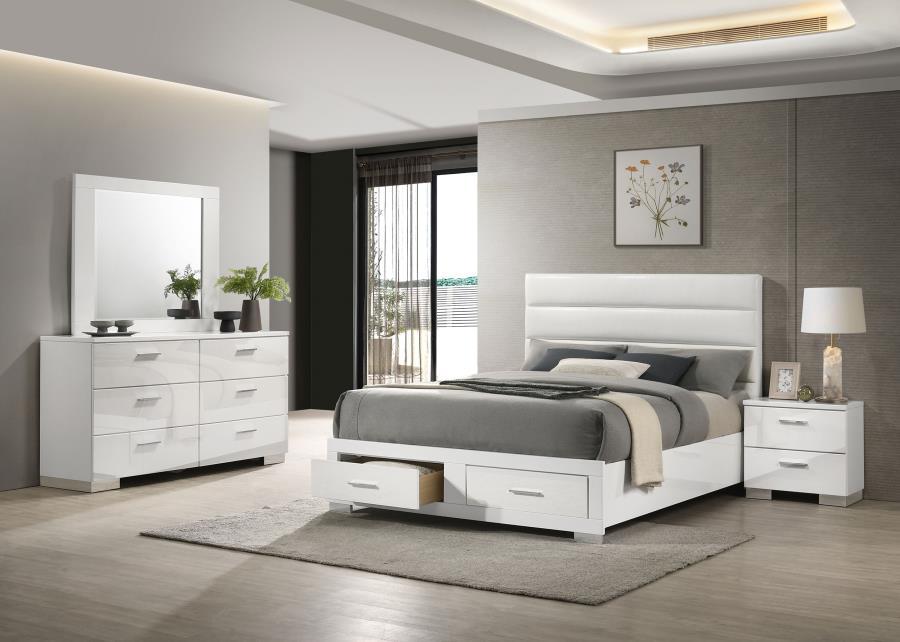 Felicity - Storage Bedroom Set - White 4 Piece Bedroom Sets by Coaster Fine Furniture - Walls Furniture & Mattress