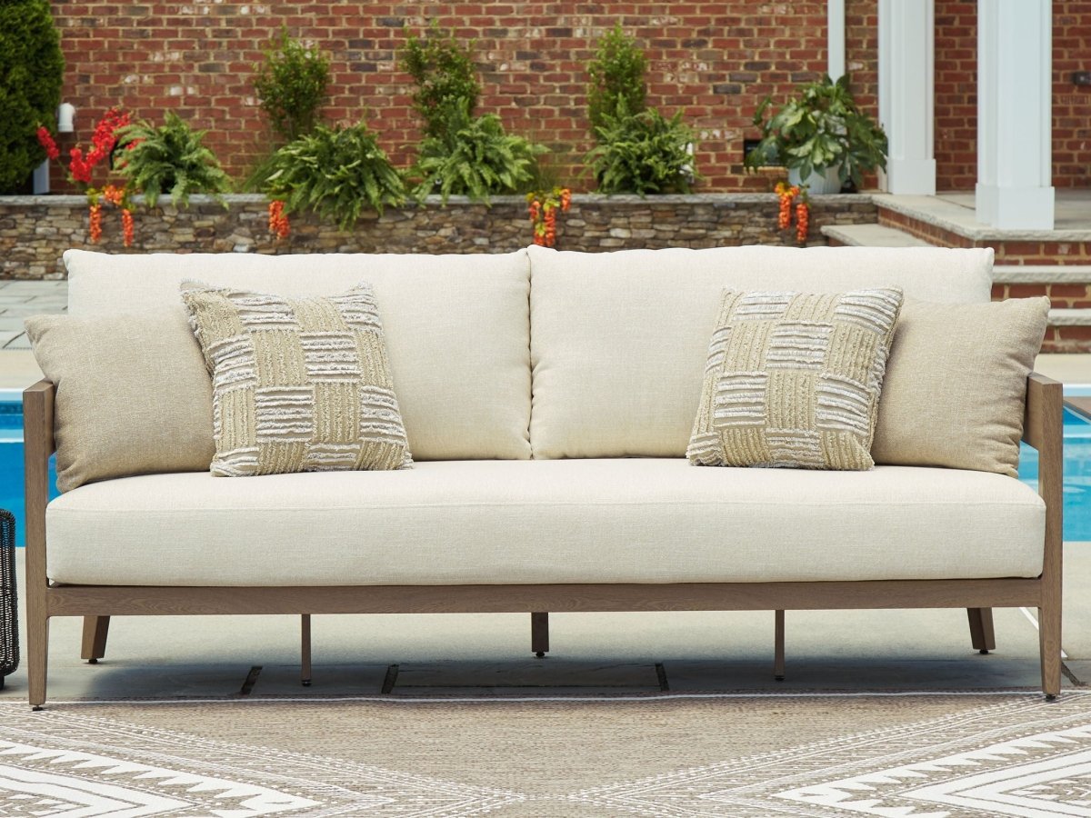 Serene Bay - Sofa With Cushion - Dark Brown / White Sofas by Signature Design by Ashley® - Walls Furniture & Mattress