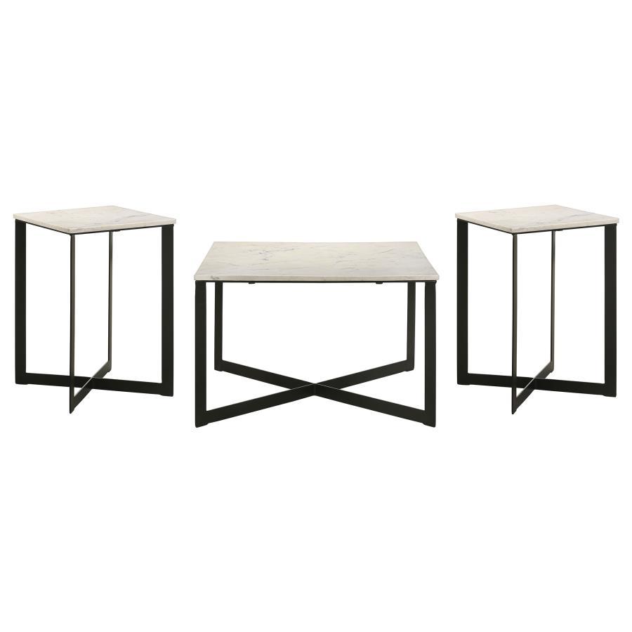 Tobin - Marble Top Coffee And End Table Set Table Sets by Coaster Fine Furniture - Walls Furniture & Mattress
