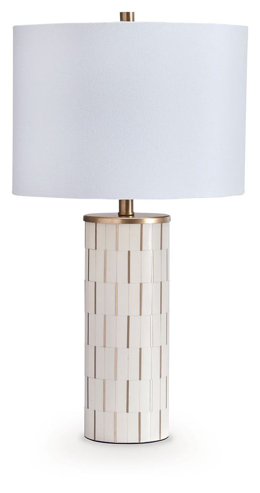 Faridworth - White / Gold Finish - Poly Table Lamp Table Lamps by Signature Design by Ashley® - Walls Furniture & Mattress