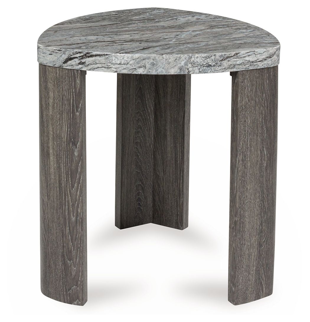 Surmour - Triangle End Table - Gray / Brown End Tables by Signature Design by Ashley® - Walls Furniture & Mattress