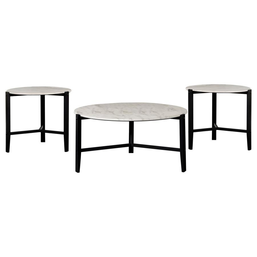 Tandi - Faux Marble Coffee Table Set Table Sets by Coaster Fine Furniture - Walls Furniture & Mattress