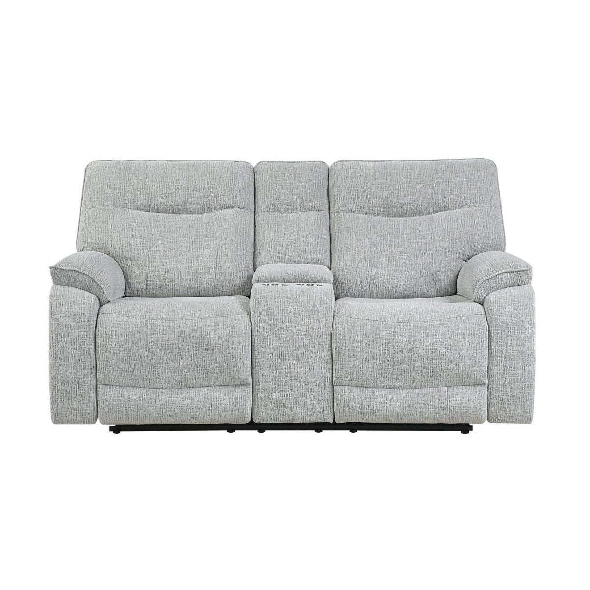 Chablis - Reclining Console Loveseat - Mist Gray Reclining Loveseats by New Classic - Walls Furniture & Mattress