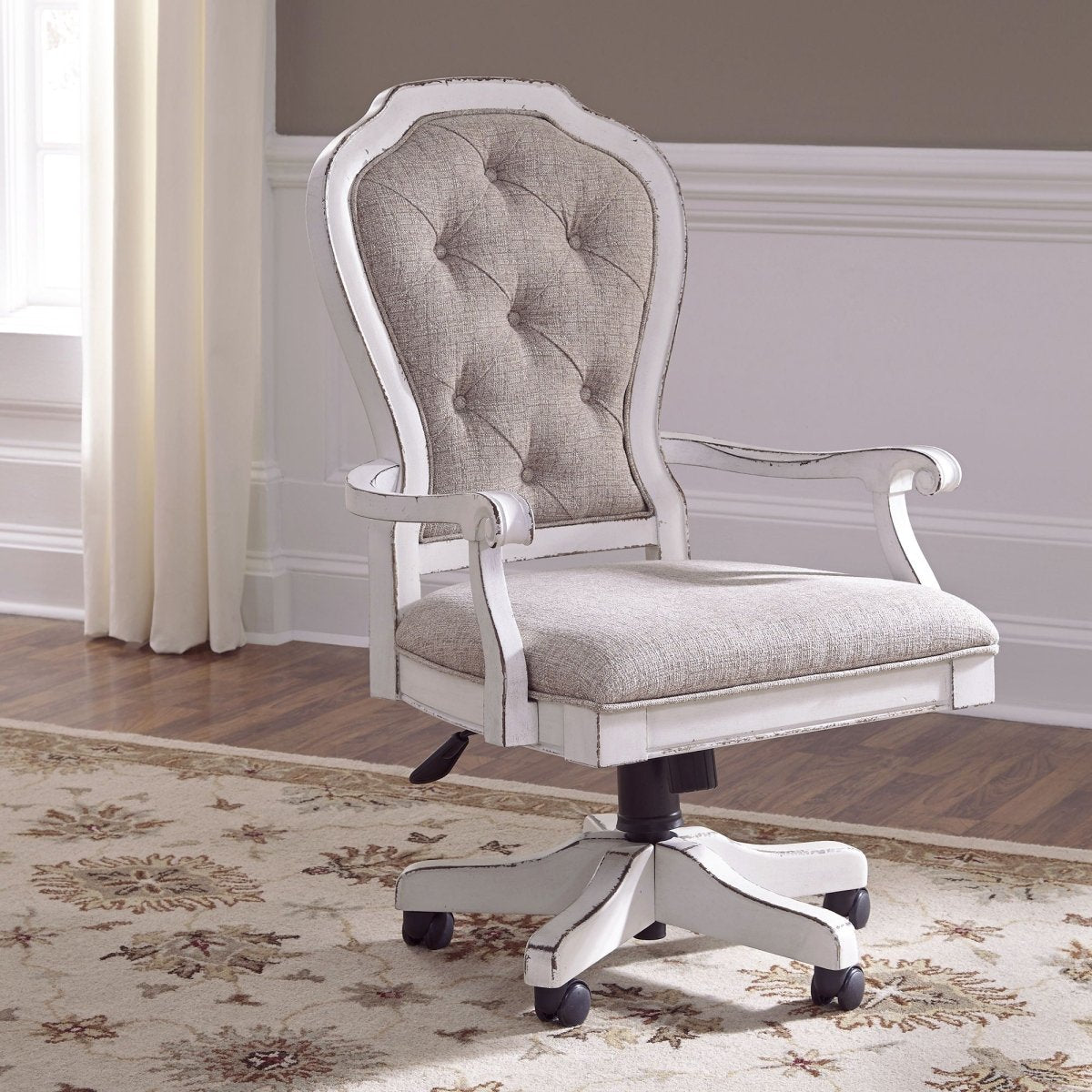 Magnolia Manor - Jr Executive Desk Chair - White Swivel Chairs by Liberty Furniture - Walls Furniture & Mattress
