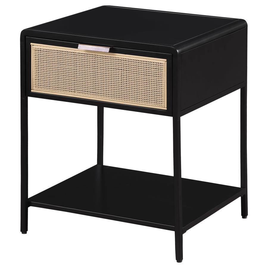 Amherst - 1 - Drawer Radio Weave Rattan Metal Side Table Side Tables by Coaster Fine Furniture - Walls Furniture & Mattress